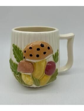 Vintage 1970s Arnels Mushroom Coffee Mug Cup Cottage Handmade Ceramic 70s MCM